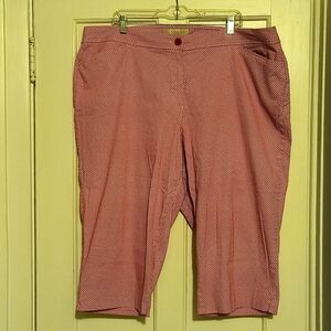 Talbot's Red and White Diamond Capri Pants, size 22W
